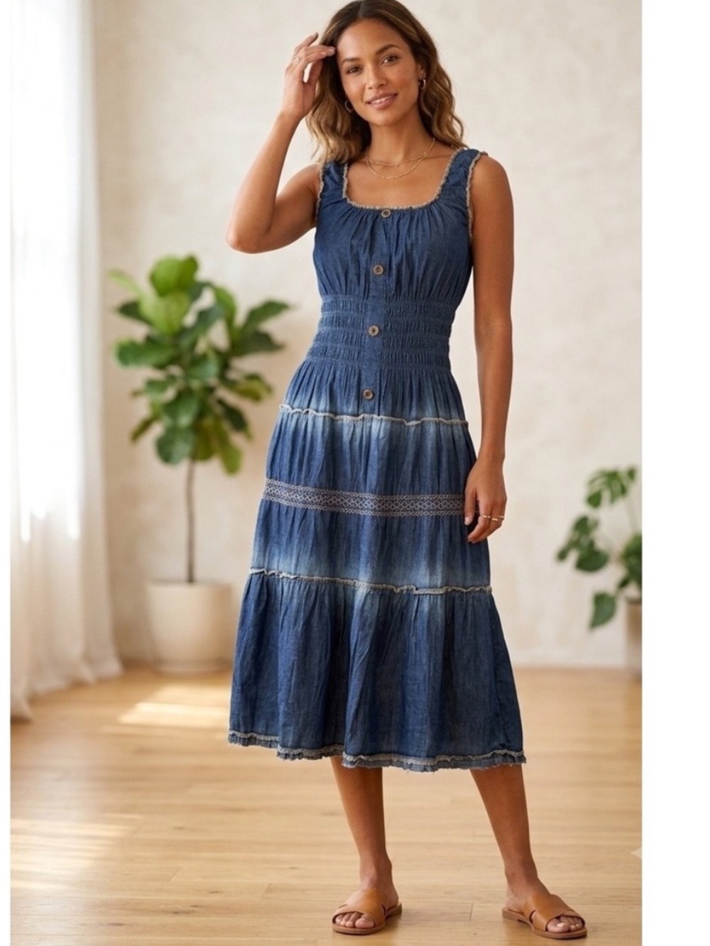 Lapis Smocked Waist Dress